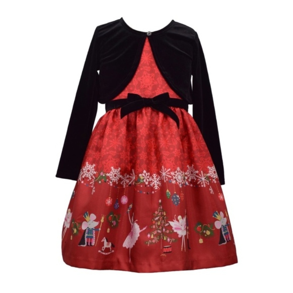 BJ Girls Christmas Nutcracker Dress & Sweater New